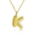 Collier avec pendentif lettre K bulle 3D dodue en finition or poli pour femme - Lettre K