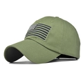 Dettaglio del cappello tattico verde militare con bandiera USA ricamata su twill - Regolabile / Bandiera Verde Militare