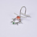 Silver non-piercing U-shaped lip ring with orange stone and green crystal pendant - Sun Flower Pendant / Steel