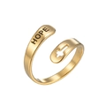Anello aperto dorato a doppio strato con incisione HOPE e dettaglio croce cava - Speranza / Oro