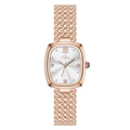 Elegant rose gold women's watch featuring an oval dial and metal bead chain bracelet - Rose Gold White