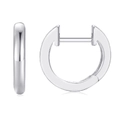 Polished silver D-shaped huggie earrings with a sleek minimalist circular buckle design - 1.2CM/Simple / Silver