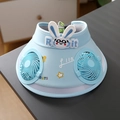 Light blue kids sun visor hat with dual built-in fans and cute rabbit decor - Ice Silk Rabbit Double Fan Style / Ice Silk Rabbit Double Fan-Sky Blue