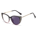 Chic cat eye gradient glasses frames for women with golden metal temples and blue light filter - C1 Purple Gradient Turn Purple
