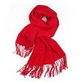 Thick bright red cashmere wool scarf with soft tassels for winter warmth - Tassel Style / 210g (200x70cm) / Red