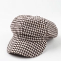 Cappello a ottagonale da donna con motivo pied-de-poule e sottile filo glitterato oro - M (56-58cm) / Beige