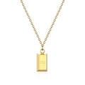 Minimalist gold bar pendant necklace with GOLD engraving on a polished chain - Wealth/GOLD Bar Style / Gold