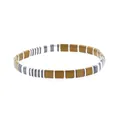 Detail showing flat metal segmented bracelet with gold, silver and black matte finish - Gold Silver Grey