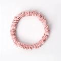 Soft pink 100% mulberry silk scrunchie with a luxurious glossy texture and premium finish - 1cm/19 Momme / Lotus Pink
