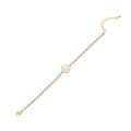 Pulsera de cadena dorada con colgante de flor blanca y cristales brillantes engastados - Estilo de Flor / Dorado