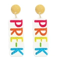 Colorful Pre-K glitter acrylic drop earrings with gold studs for teachers and students - 7-Pre-K-Stud
