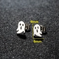 Gothic ghost earrings in silver stainless steel, 9mm x 6mm spooky Halloween jewelry - Ghost / Steel