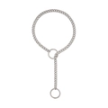 Detailed view of silver Y-shaped chain necklace with minimalist circular connectors - Steel Round-6MM