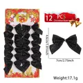 Set di 12 fiocchi di Natale neri glitterati 7x4.6cm per decorazioni per l'albero - Nero