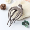 Pince à cheveux minimaliste grise en plastique brillant avec design à griffes multiples - Gris Brunâtre Brillant