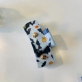 Halloween claw clip featuring orange pumpkins, black bats, and 3D skull decorations - Pumpkin Bat Claw Clip