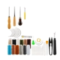 Complete heavy-duty leather sewing kit with assorted thread spools and hand needles - EU 37