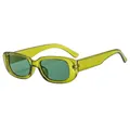 Retro small square frosted sunglasses in bright green frame with dark lenses - Olive Green Frame Green Lens