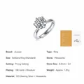 Anillo de compromiso de Moissanita de 2ct en plata S925 con certificado GRA - Estilo Clásico de Seis Garras / 2 Quilates / 8.0mm (con Certificado GRA)