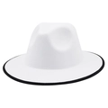 Dettaglio di un cappello fedora bianco a tesa larga con bordo nero a contrasto - M (56-58cm) / Bianco con bordo nero