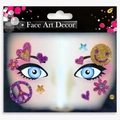 Face Art Decor stickers featuring colorful glitter heart and star shapes in retail packaging - Valentine Smiley Face