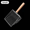 Small metal wire cat litter scooper with natural wood handle for easy sifting - Small (11.5*4*26cm)