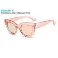 Vintage cat eye sunglasses with a transparent pink plastic frame and cherry pink lenses - Pink Frame Cherry Pink