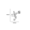 Pendiente de cartílago plateado con perla blanca y circonitas brillantes tipo flor - Estilo Perla Circonita Marquesa (2#) / 2# Plateado