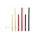 Minimalist metal clock hands set in black, gold, red, and white for clock repair - Black