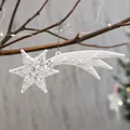 White shooting star Christmas pendant with silver sequins and glitters in 17CM size - Meteor (White Sequin)