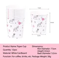 Lot de 12 gobelets jetables en carton avec licorne et cœurs pour fêtes d'enfants - Gobelets en Papier Licorne