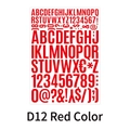 Detail view of red PVC waterproof alphabet and number sticker sheet for mailboxes - 210x290mm / Red