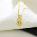 18k gold plated wolf head pendant necklace with green zircon eyes on box chain - Gold Wolf Head-Green Eyes