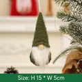 Christmas forest green knitted gnome ornament with white beard, size 15cm x 5cm - Green Style B