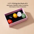 5-piece set of oval crystal stones including obsidian and jasper in a gift box - 5Pcs 2cm Small Egg Stone Set (Random)