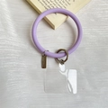 Silicone wrist strap phone lanyard ring in purple color with silver metal hardware - Purple