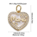 Ciondolo a cuore 'Mama' dorato con smalto bianco e bordo in zirconi scintillanti - Ciondolo Mama Labbra Rosse in Smalto Effetto Madreperla (CX145-3B)
