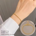 Pulsera de cadena minimalista de acero al titanio dorado con extensión ajustable - Estilo de Cadena de Onda Dorada (T130)