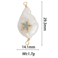 Detail of natural baroque pearl pendant with gold star inlay and size measurements - DZ-1403 Blue Zirconia Star