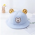 Cute light blue baby sun hat with yellow bear ears and embroidered face design - 8 Months-3 Years (46-50cm) / 03 Blue (Ear Bear)