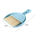 Light blue mini desktop broom and dustpan set with 21cm length for compact cleaning - Blue