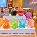 Miniature bubble tea bear keychain charms in eight assorted colors with liquid and glitter - No Clasp Multicolor Luminous Dried Flower Iceberg Cup