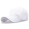 White breathable mesh sports cap with gray SPORTS print and curved brim for summer - White