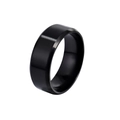 Detalle de anillo para hombre en acero inoxidable negro mate con acabado cepillado y pulido - Acabado Mate Biselado De 8 Mm [negro] 24-c-3 / Talla 7