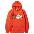 Orange Christmas hoodie with Santa and milk print for men and women couple style - S / Orange