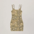 Detail of slim fit mini dress featuring marble print and double spaghetti straps - S / Hurricane Camouflage