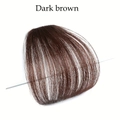 Breathable dark brown air bangs hairpiece with sideburns for women for natural look - No Sideburns - Dark Brown