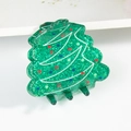 Sparkling green Christmas tree hair claw clip with colorful glitter and festive patterns - Glitter Polka Dot Xmas Tree