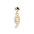 Minimalist S925 sterling silver number 9 pendant with gold finish and pavé cubic zirconia - Gold Number 9 Pendant