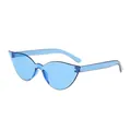 Transparent blue cat eye sunglasses with integrated frame for trendy street style - Blue